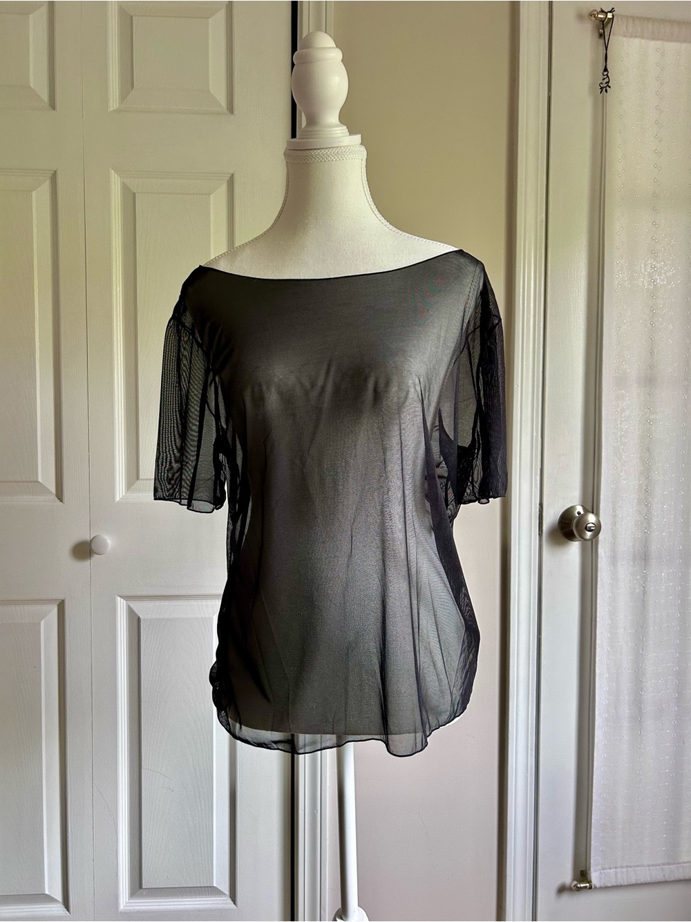 Victoria's Secret Black Sheer Mesh Short-Sleeve Top